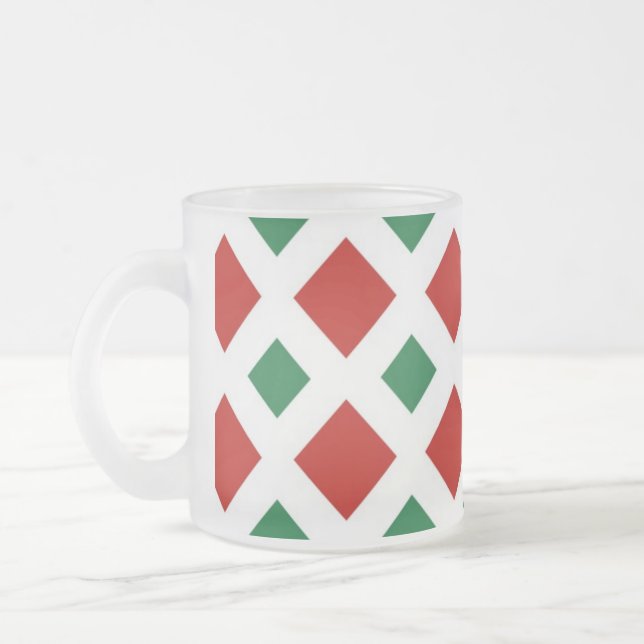 Caneca De Café Vidro Jateado Ouros Vermelhos e Verdes em Branco (Esquerda)