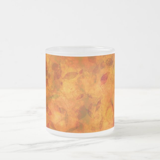 Caneca De Café Vidro Jateado Outono deixa fosco laranja abstrato (Centro)
