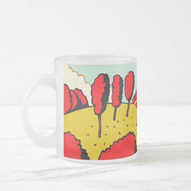 Caneca De Café Vidro Jateado Outono Vermelho - Personalizado (Esquerda)