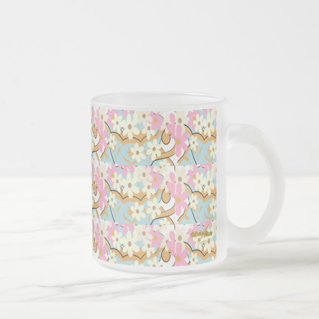 Caneca De Café Vidro Jateado OVERFLOW Vidro Fosco Floral - Adiela Akoo (Direita)