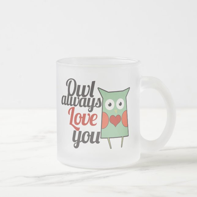 Caneca De Café Vidro Jateado Owl Love (Direita)