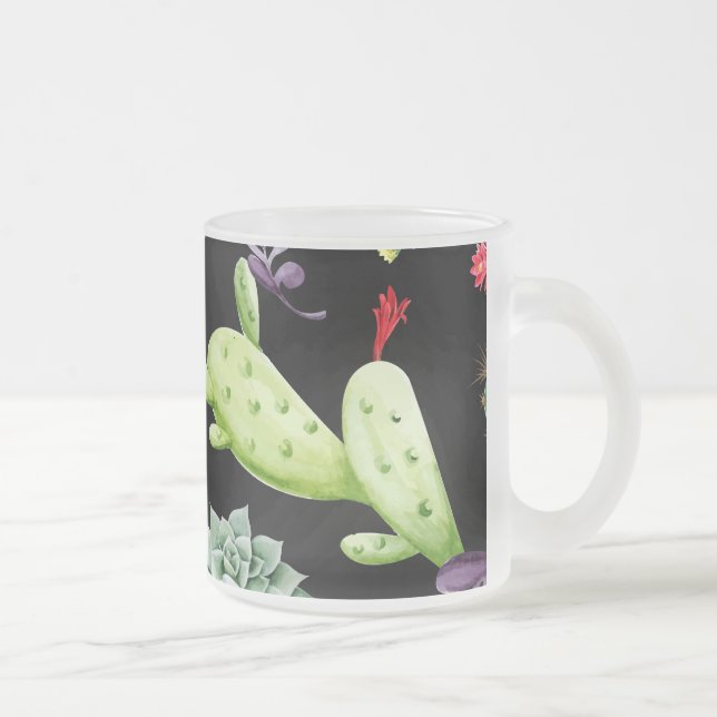 Caneca De Café Vidro Jateado Padrão Cactus 2 (Direita)