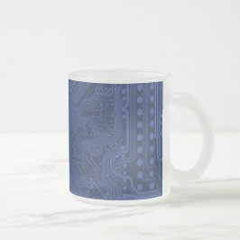 Caneca De Café Vidro Jateado Padrão da placa-mãe do Geek azul