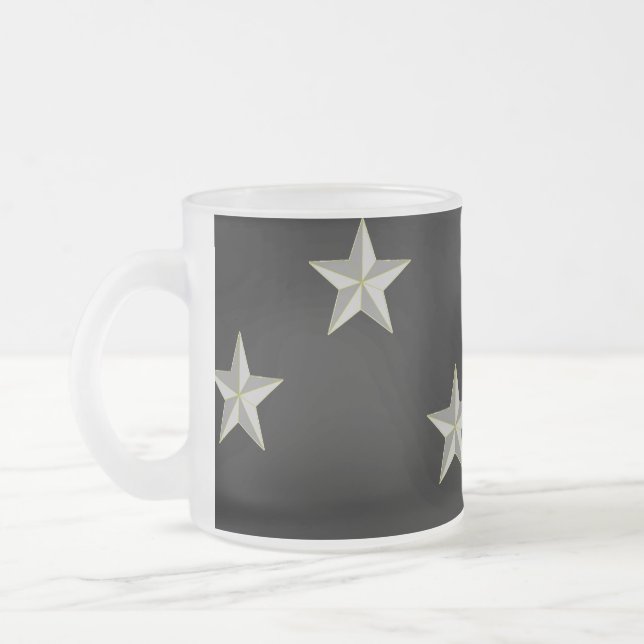 Caneca De Café Vidro Jateado padrão das estrelas da cinza em preto (Esquerda)