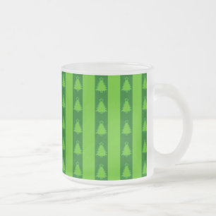 Caneca De Café Vidro Jateado Padrão de Árvore de Natal em Greve Verde