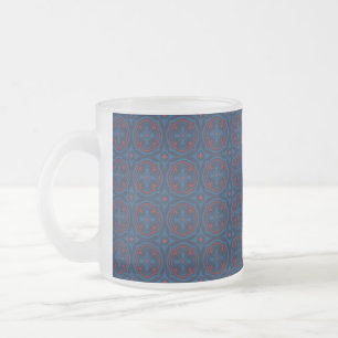 Caneca De Café Vidro Jateado Padrão de Azulejo Floral Decorativo