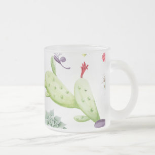 Caneca De Café Vidro Jateado Padrão de Cacto