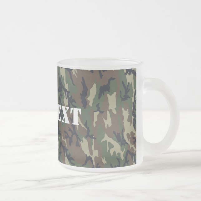 Caneca De Café Vidro Jateado Padrão de Camuflagem Verde Militar (Direita)