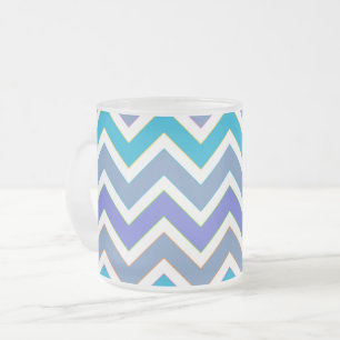 Caneca De Café Vidro Jateado Padrão de Chevron Esportivo Azul Legal