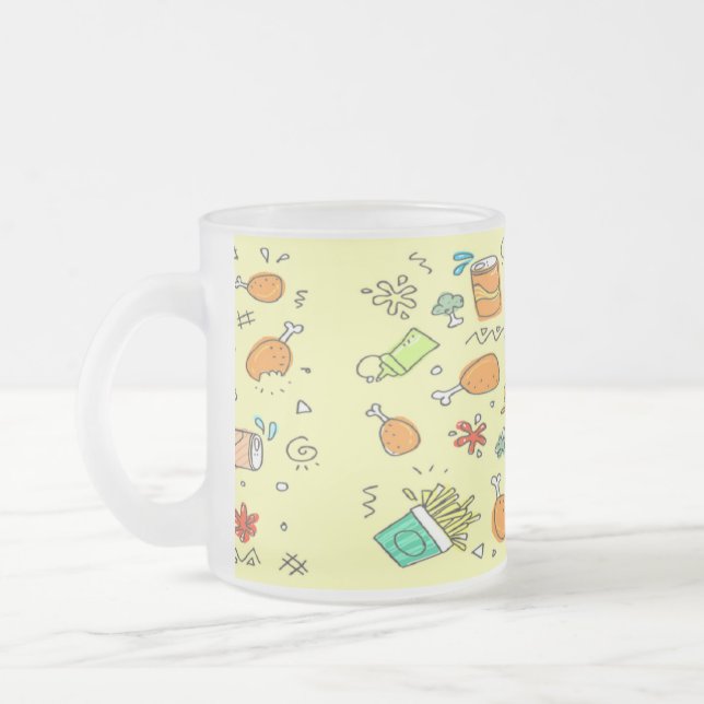 Caneca De Café Vidro Jateado Padrão de comida e bebida (Esquerda)