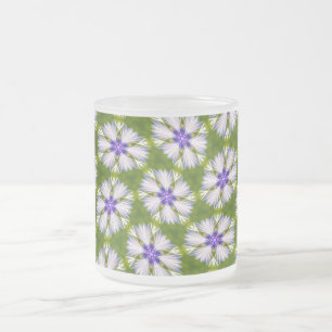 Caneca De Café Vidro Jateado Padrão de Cornflorins Branco