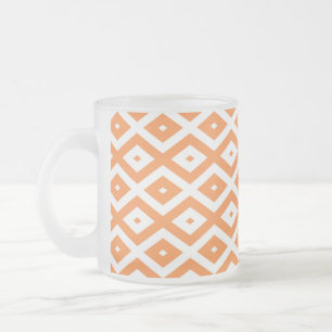 Caneca De Café Vidro Jateado Padrão de diamante branco e laranja
