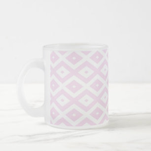 Caneca De Café Vidro Jateado Padrão de diamante branco e rosa pálido