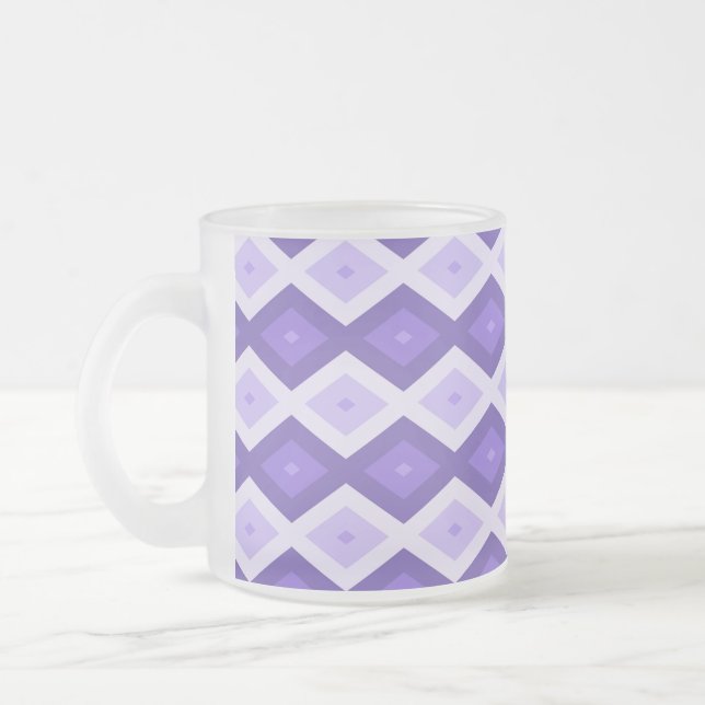 Caneca De Café Vidro Jateado Padrão de diamante violeta (Esquerda)
