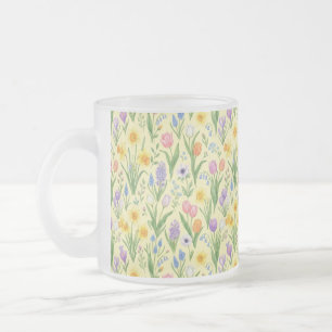 Caneca De Café Vidro Jateado Padrão de Explosão de Flores da Primavera
