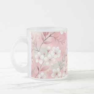 Caneca De Café Vidro Jateado Padrão de Flor de Sakura Rosa