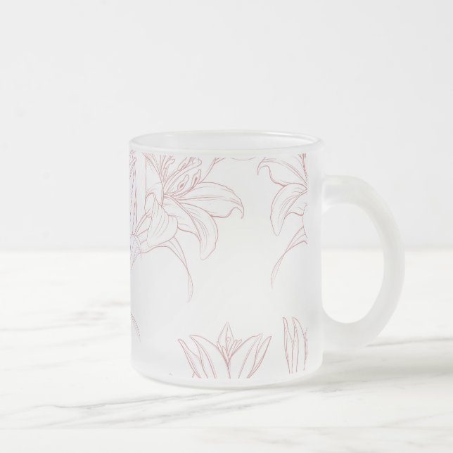 Caneca De Café Vidro Jateado Padrão de Flores 10 (Direita)