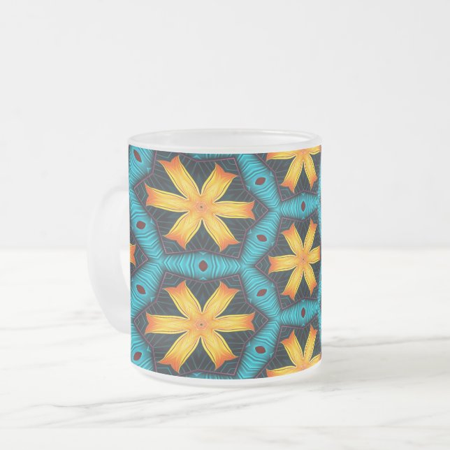 Caneca De Café Vidro Jateado Padrão de Flores de Abstrato Bonito (Frente Esquerda)