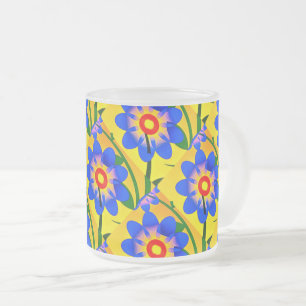 Caneca De Café Vidro Jateado Padrão de Flores de Abstrato Bonito