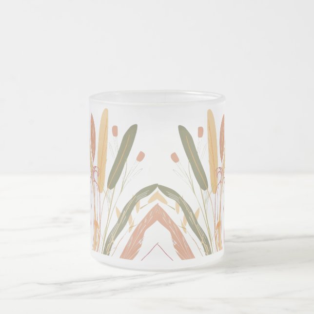 Caneca De Café Vidro Jateado Padrão de Folhas de outono (Centro)