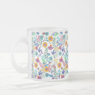 Caneca De Café Vidro Jateado Padrão De Fundo Floral Exótico Colorido-23145