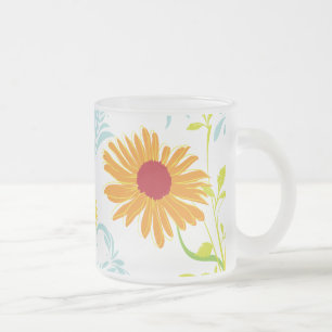 Caneca De Café Vidro Jateado Padrão de girassóis