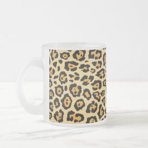 Caneca De Café Vidro Jateado Padrão de impressão animal leopardo-25560