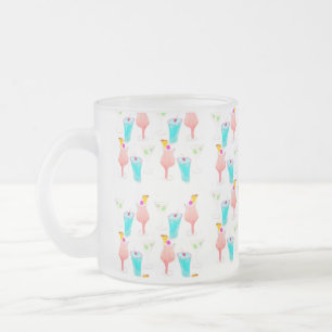 Caneca De Café Vidro Jateado Padrão de Margarita de Coquetel Aquarela