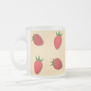 Caneca De Café Vidro Jateado Padrão de morango para boas vibrações no Verão de