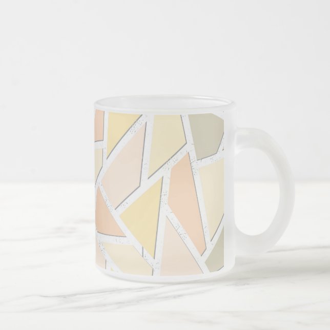 Caneca De Café Vidro Jateado Padrão de mosaico amarelo limão (Direita)