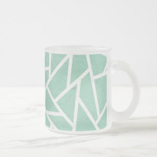 Caneca De Café Vidro Jateado Padrão de mosaico branco e verde da Casa da Moeda