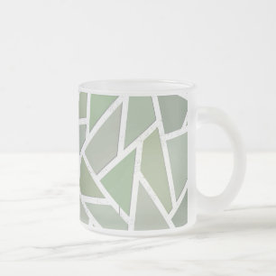 Caneca De Café Vidro Jateado Padrão de mosaico verde-oliva