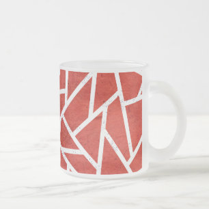 Caneca De Café Vidro Jateado Padrão de mosaico vermelho e branco