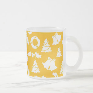 Caneca De Café Vidro Jateado Padrão de Natal Amarelo