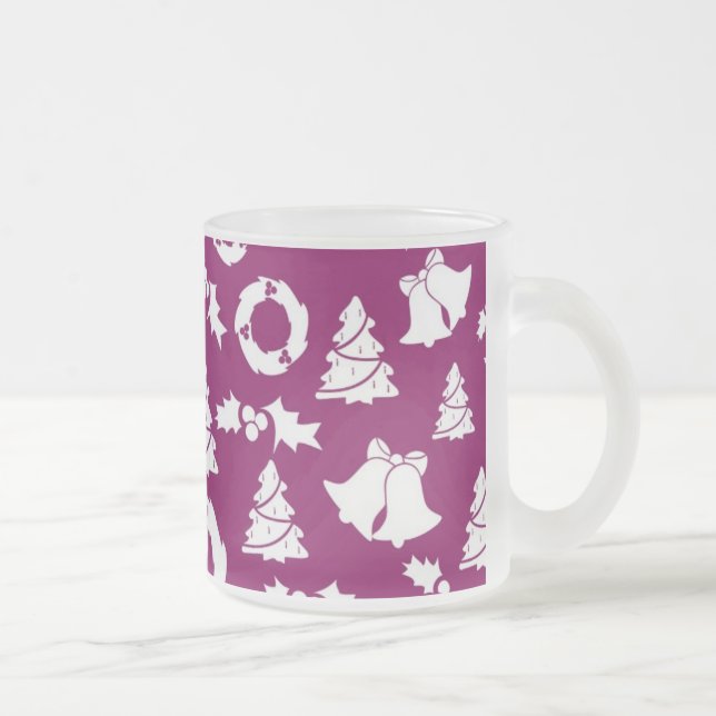 Caneca De Café Vidro Jateado Padrão de Natal Roxo (Direita)