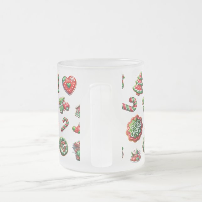 Caneca De Café Vidro Jateado Padrão de padeiro de biscoito de Natal (Alça)