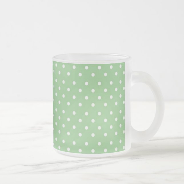 Caneca De Café Vidro Jateado Padrão de Pontos Verde (Direita)