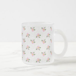 Caneca De Café Vidro Jateado Padrão de Rosa de Cachorro Nostálgico em Branco Te