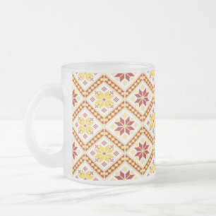 Caneca De Café Vidro Jateado Padrão de tecido floral
