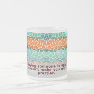 Caneca De Café Vidro Jateado Padrão de Triângulo Colorido Único & Quetoes