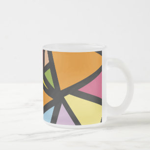 Caneca De Café Vidro Jateado Padrão de triângulos coloridos 3