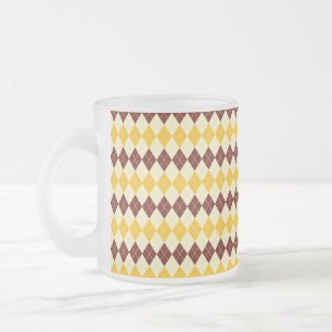 Caneca De Café Vidro Jateado Padrão Escocês Xadrez Marrom - Amarelo