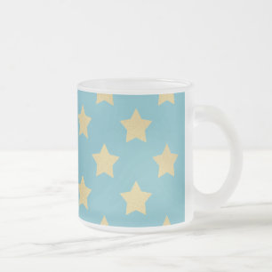Caneca De Café Vidro Jateado Padrão Estrelas Douradas II