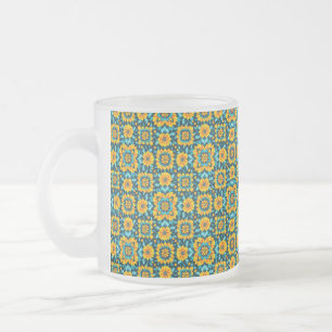 Caneca De Café Vidro Jateado Padrão Floral Boho Sem Costura em Estilo Folclóric