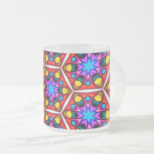 Caneca De Café Vidro Jateado Padrão Floral Elegante Abstrato