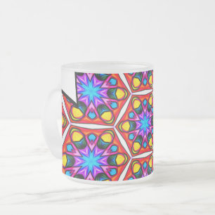 Caneca De Café Vidro Jateado Padrão Floral Elegante Abstrato