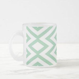 Caneca De Café Vidro Jateado Padrão geométrico verde pastel