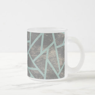 Caneca De Café Vidro Jateado Padrão mosaico verde claro e cinza