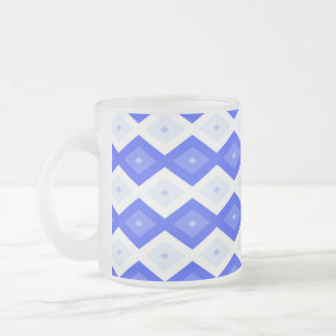 Caneca De Café Vidro Jateado Padrão real de diamante azul