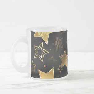 Caneca De Café Vidro Jateado Padrão sem costura com estrelas de Ouro